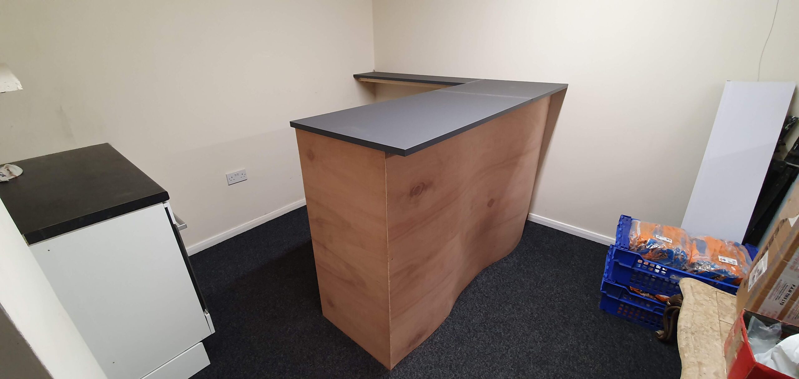 Our bar at the beginning of its transformation from the family room into The Departure Lounge